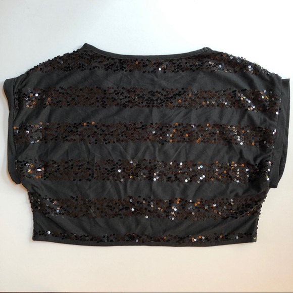 Forever 21 Black Sequin Crop Top Striped Small - Picture 4 of 8